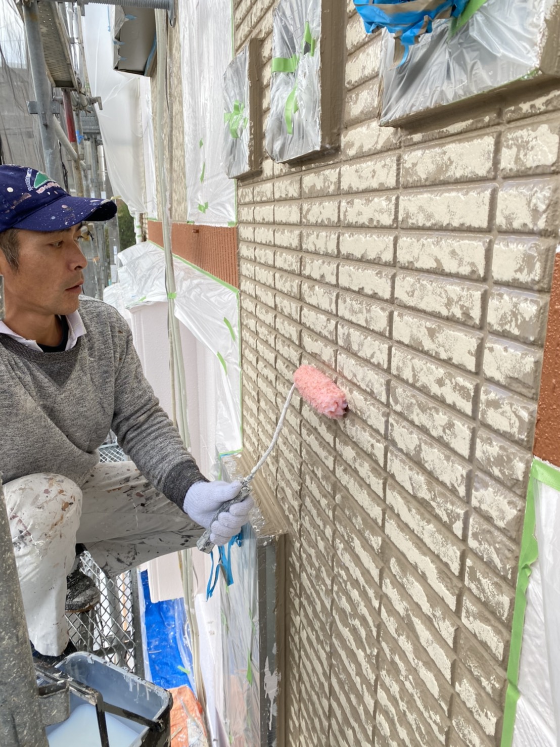 茨木・高槻の外壁塗装・防水工事YJリフォーム高槻本店クリヤー保護@茨木市上泉町