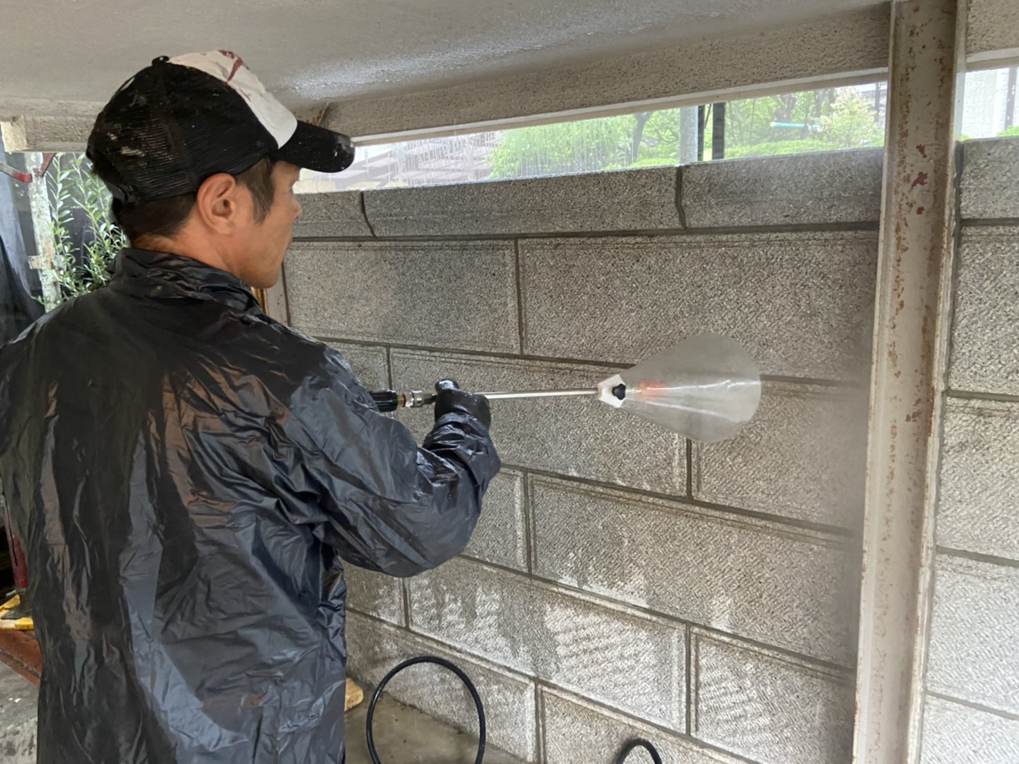 ブロック塀高圧洗浄@高槻市安岡寺町