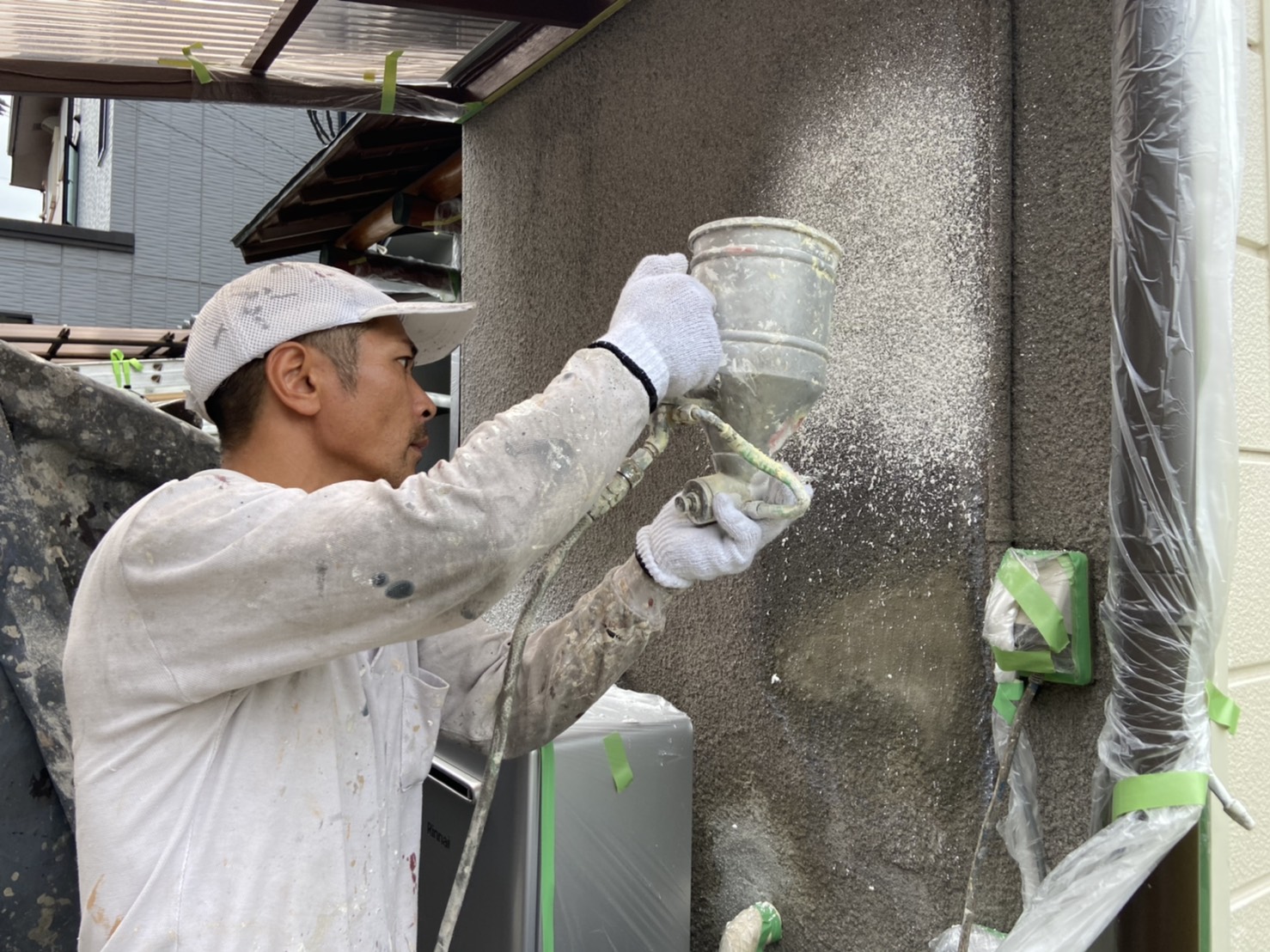 外壁吹付け@茨木市見付山