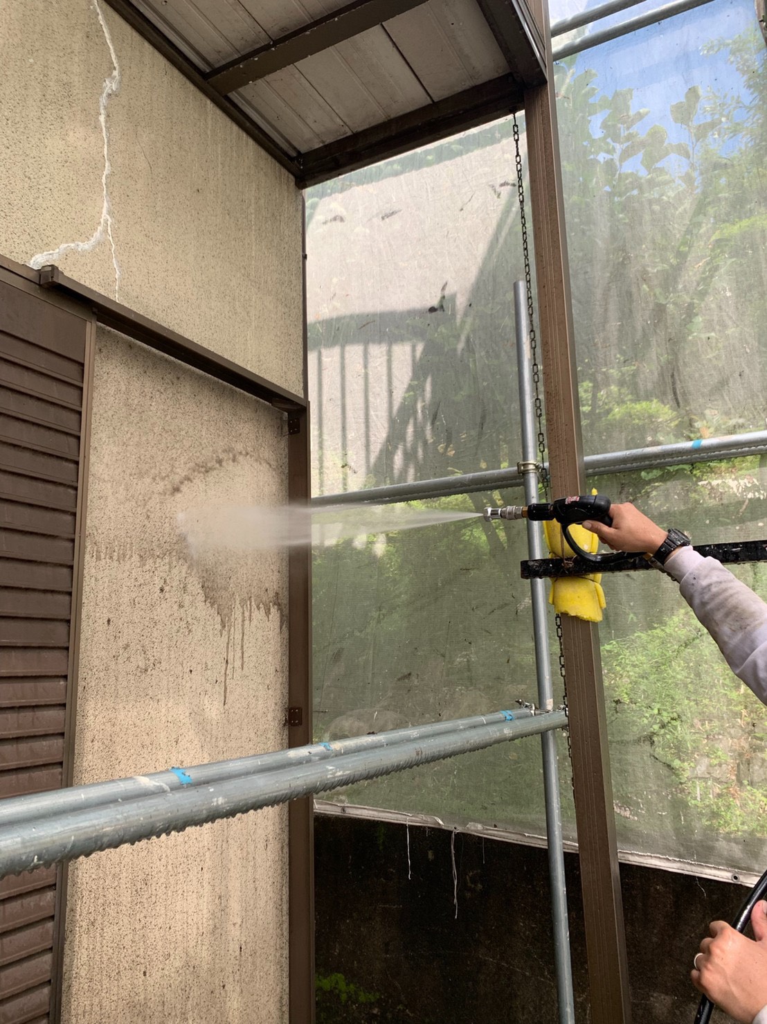 外壁高圧洗浄@高槻市安岡寺町