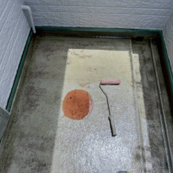 京都府宇治市南陵町 ベランダFRP防水 プライマー塗布工程