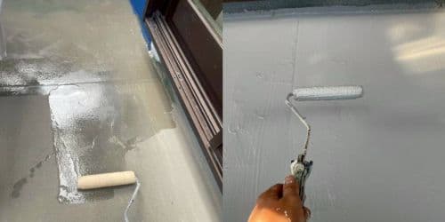 茨木市総持寺 ベランダ防水 プライマー塗布 ウレタン1層目 密着確保