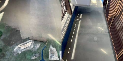 茨木市総持寺 ベランダ防水 施工前 下地不良 是正後 平滑化