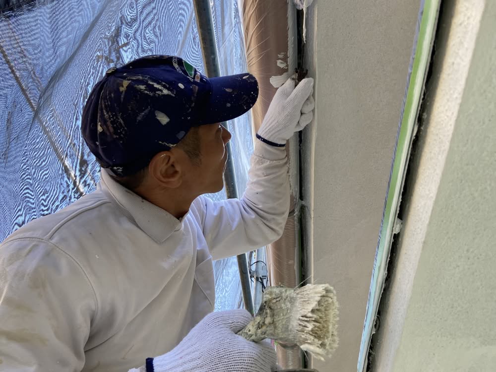 茨木・高槻の外壁屋根塗装防水YJリフォーム外壁刷毛塗装@高槻市土橋町