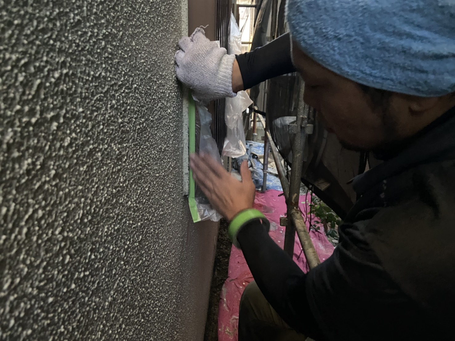 高槻市・茨木市の外壁塗装YJリフォーム養生@高槻市津之江町