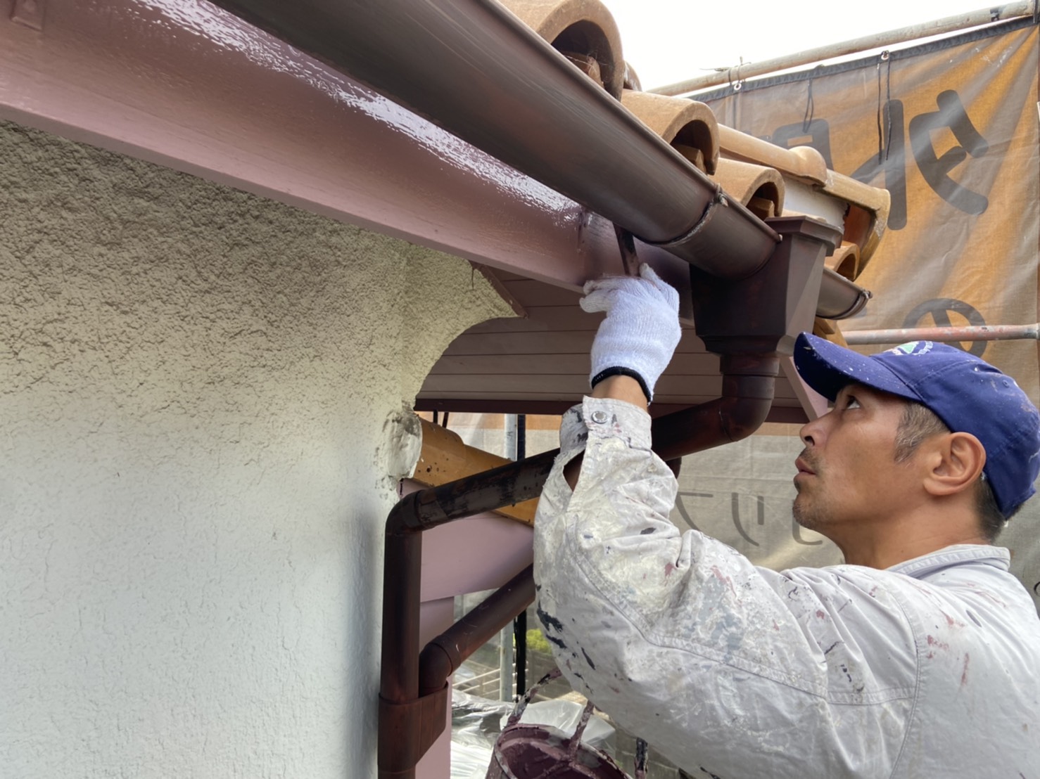 茨木・高槻の外壁塗装YJリフォーム木部下塗り@吹田市山田