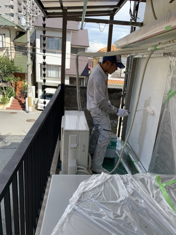 茨木・高槻の外壁塗装YJリフォーム外壁塗装下塗り@吹田市山田