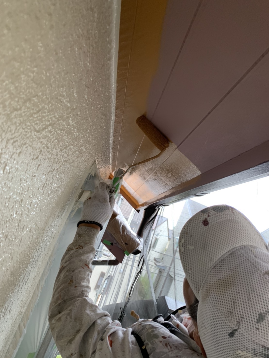 茨木・高槻の外壁塗装YJリフォーム軒天ベニヤ板塗装@吹田市山田